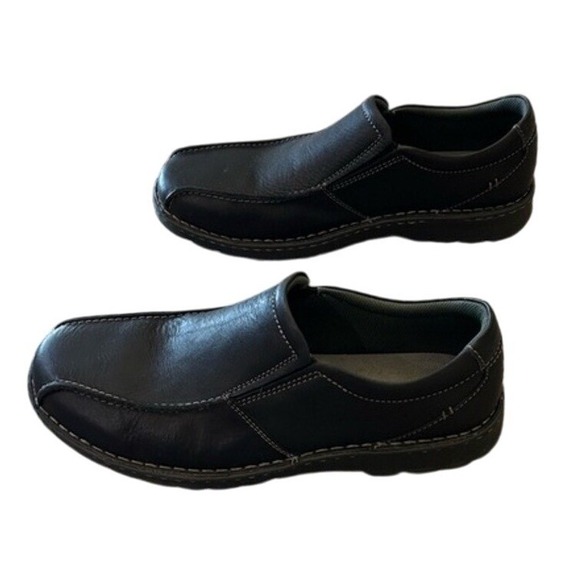 Clarks Vanek Step Loafer Black Oily Leather Men's Size 11 - Picture 5 of 10